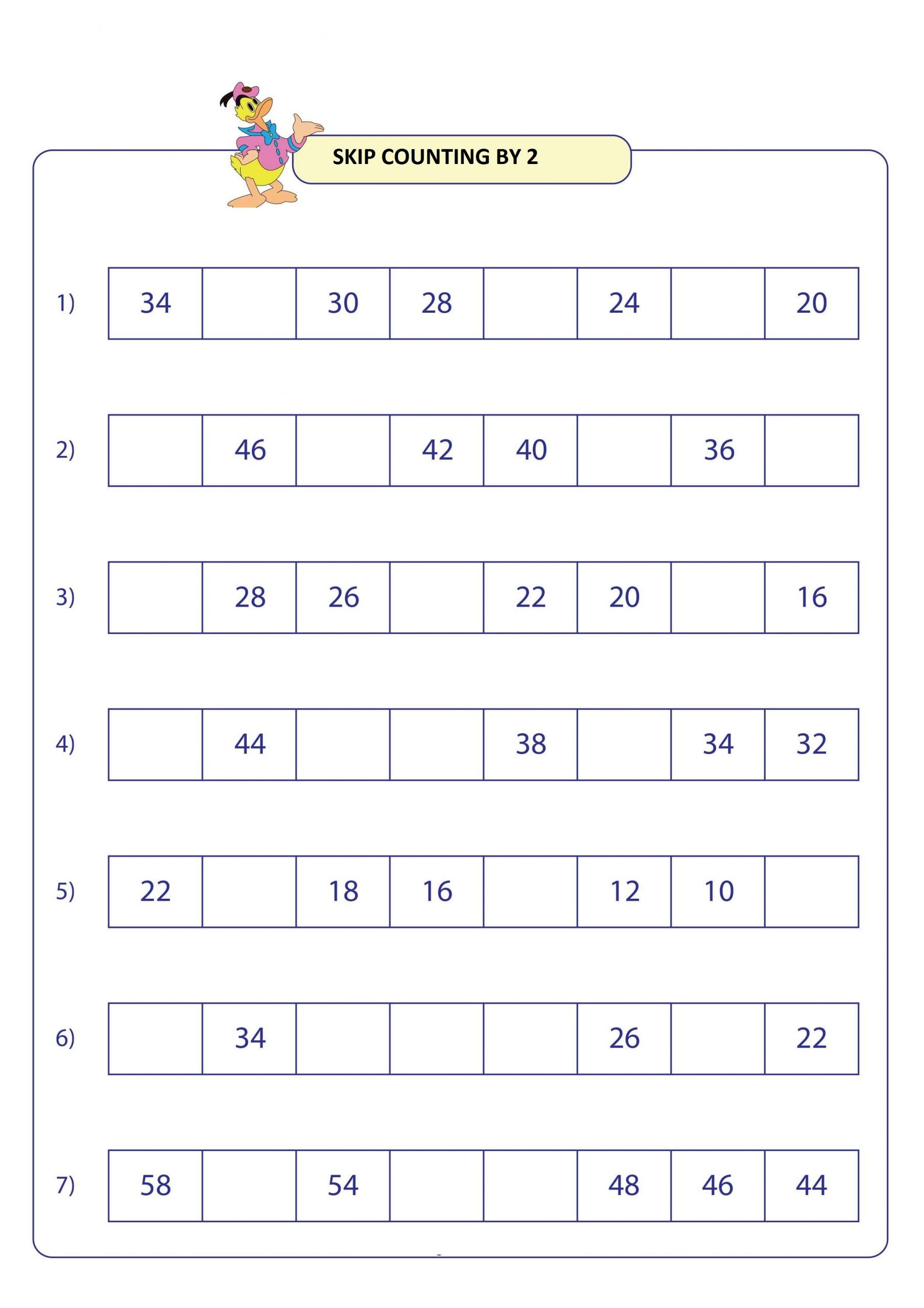skip counting by 2 for second grade (2) Free Math Worksheets